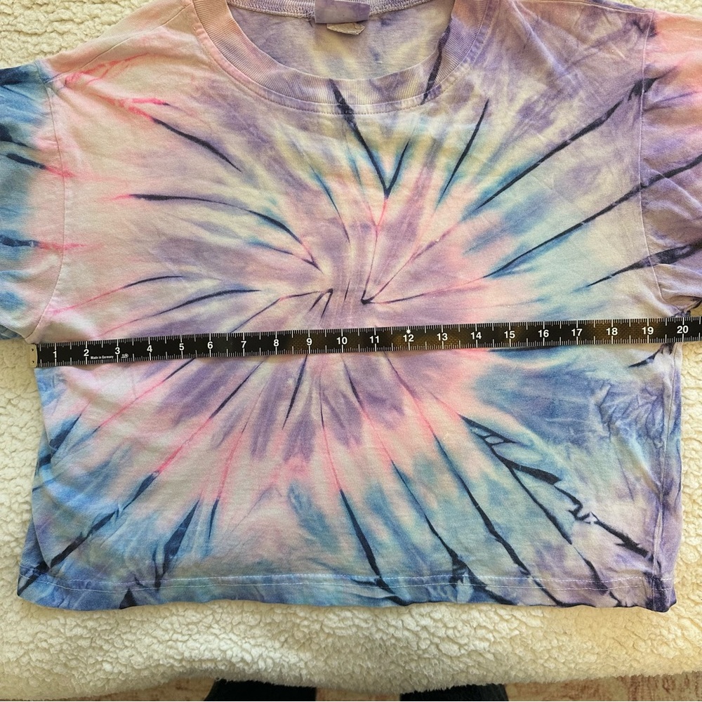 Vintage Pastel Tie Dye Crop Top Boxy Tee Size Large - Picture 8 of 9
